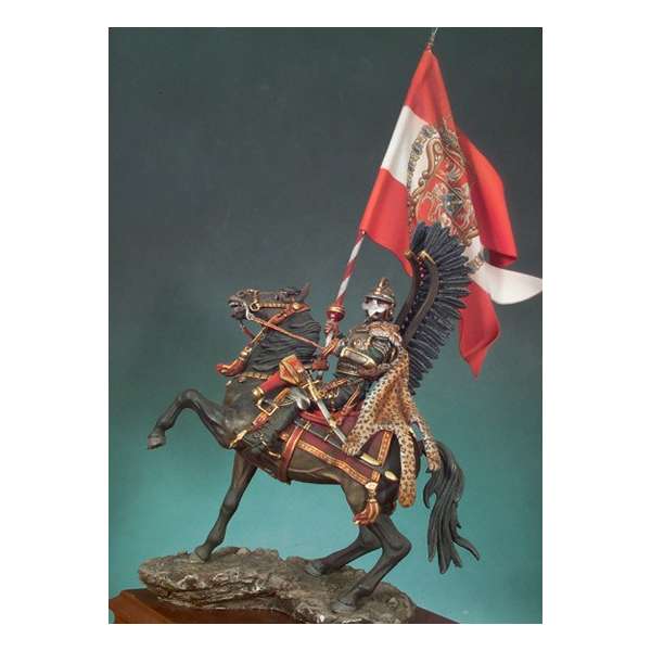 Andrea miniatures 54mm.Figurine de Hussard Polonais,1670 à monter et à peindre en métal blanc.