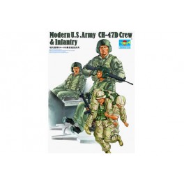 Set de 5 figurines équipage de CH-47D et US infantry avec cabine de pilotage. Figurine Trumpeter 1/35e 