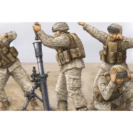 Trumpeter 1/35e Set de 4 figurines équipe de mortier M252 USMC- Irak 2009.