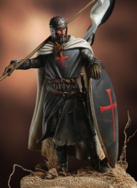 ANdrea miniatures,54mm figure kits. Templar Knight, Bannerholder. XII Century.