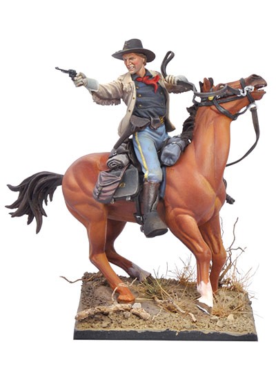 Figurine Cow Boy - Cavalier Avec Pistolet et fusil - 54 Mm