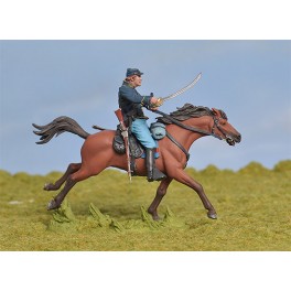 Figurine de Cavalier US à la charge de Black Hawk Andrea miniatures 54mm peint.