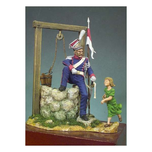 Andrea miniaturen,historische figuren54mm.Polnischer Lancier mit Kind.