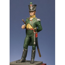 METAL MODELES,figurine d' officier de chasseurs 1er rgt. Royaume d'Italie 1807 . 54mm.