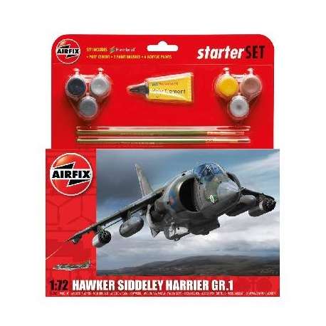 Maquette STARTER SET - HAWKER SIDDELEY HARRIER GR1 Airfix 1/72e.