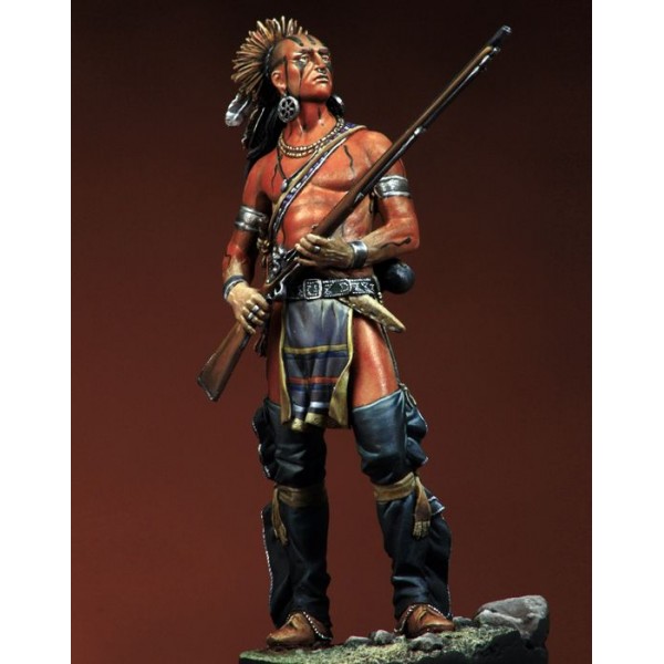 Figurine Pegaso 90mm métal, guerrier Delaware au XVIIIe siècle, à monter et à peindre.