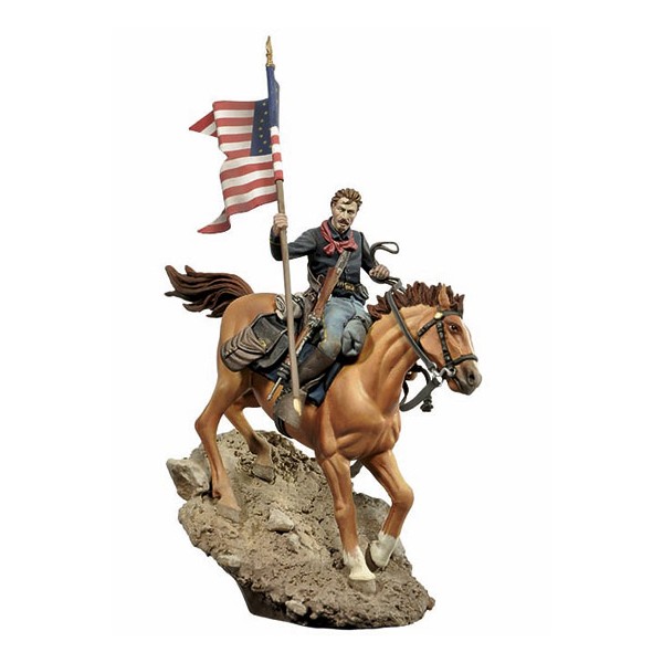 Figurine de la cavalerie Américaine avec  drapeau 1876 Andrea Miniatures.