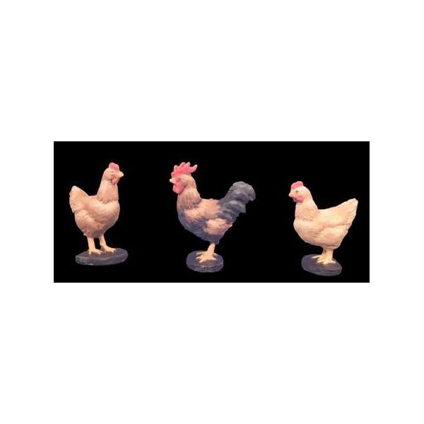 Andrea miniatures,54mm.Hens and Rooster.