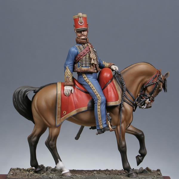 Metal Models,54mm, Mounted captain 9th of Hussards 1814 Figure kits.