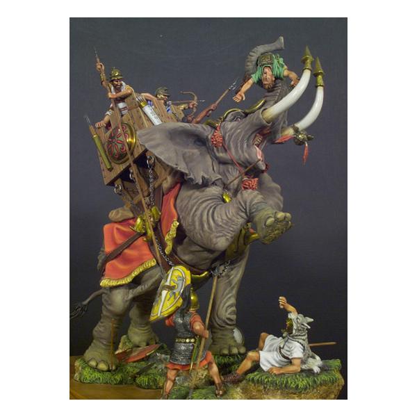 Andrea miniatures,historische figuren 54mm.Kriegselefant mit 6 Kriegern.