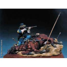 Andrea miniaturen,figuren 54mm."Shut down" US-Kavallerist schießend.1876.