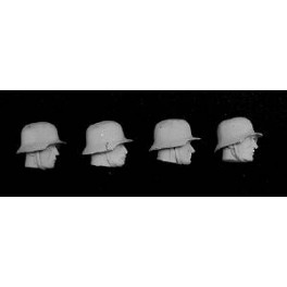 Andrea miniatures,54mm.4 German Heads with Helmet.