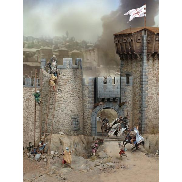 Andrea miniaturen,mittelalter figuren 54mm.Belagerung einer mittelalterlichen Burg im 12. Jahrhundert.