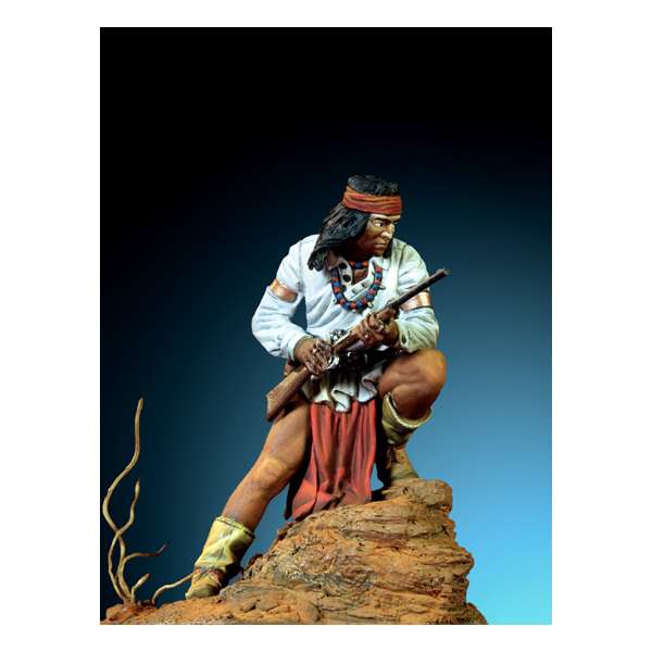 Figurine 54mm à peindre. Guerrier Apache 1860-80.