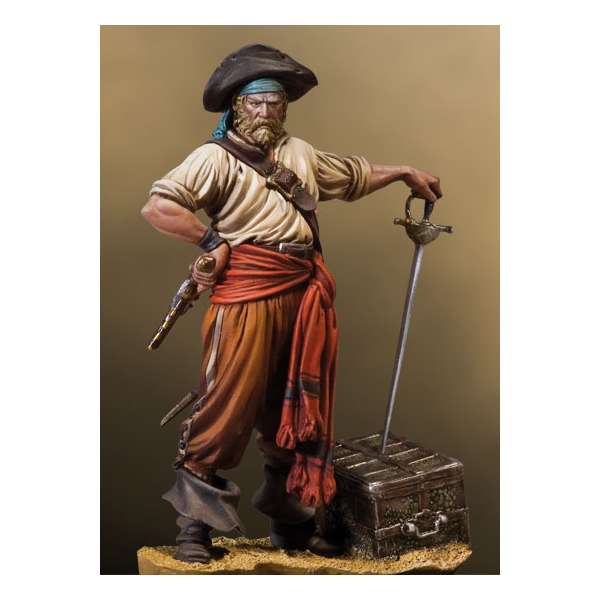 Figurine de Pirate des caraïbes. Boucanier en 1650 Andrea miniature 54mm.