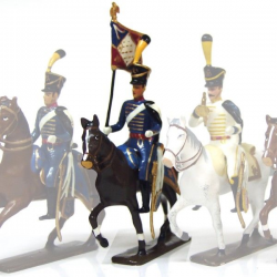 Figurine CBG Mignot d'étendard du 5e régiment de hussards (1808).