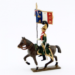 Figurine CBG Mignot étendard des chevau-léger 1er rgt (plastron écarlate) (1812).