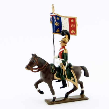 Figurine CBG Mignot étendard des chevau-léger 1er rgt (plastron écarlate) (1812).