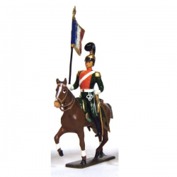 Figurine d'étendard des chevau-léger 2ème rgt (plastron orange) (1812) CBG Mignot.