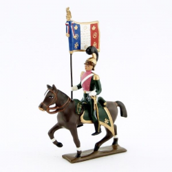 Figurine d'étendard des chevau-léger 3ème rgt (plastron rose) (1812) CBG Mignot.
