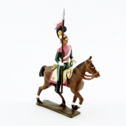 Figurine de cavalier des chevau-léger 3ème rgt (plastron rose) (1812) CBG Mignot.
