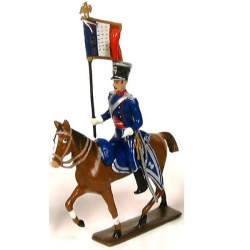 Figurine CBG Mignot d'étendard des chevau-léger lanciers-gendarmes a cheval (1804).