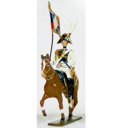 Figurine d étendard de la garde impériale de Strasbourg à cheval (1805) CBG Mignot.