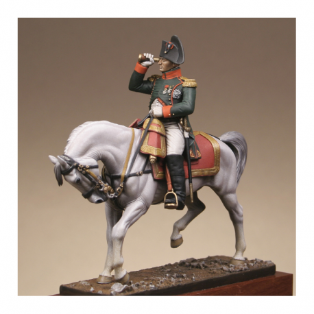 Figurine de Napoléon 1er. En habit chasseur à cheval de la Garde Métal Modèles.