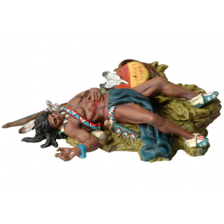 Figurine d'indien Andrea Miniatures 54mm Toy soldier ,Sioux mort couché sur le sol.
