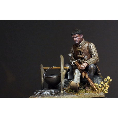 Figurine de guerrier du XVeme siècle en 75mm résine Tartar Miniatures.
