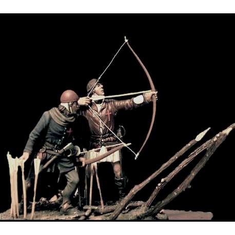 Figurines d'archers en 1415 en RÉSINE 54mm.