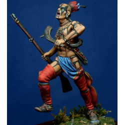 Figurine de guerrier Ojibwa en résine 54mm en 1754-1763.
