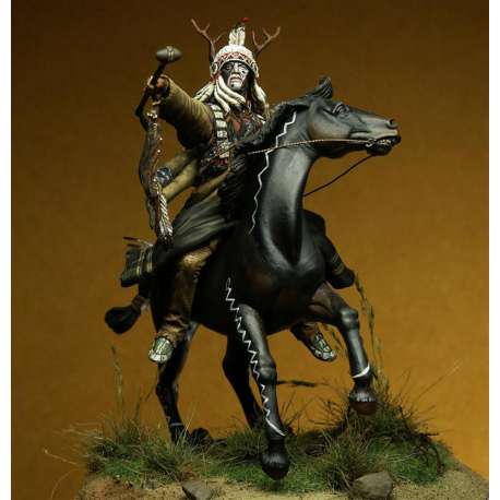 Figurine de guerrier Blackfoot en 54mm XIXéme siècle résine.