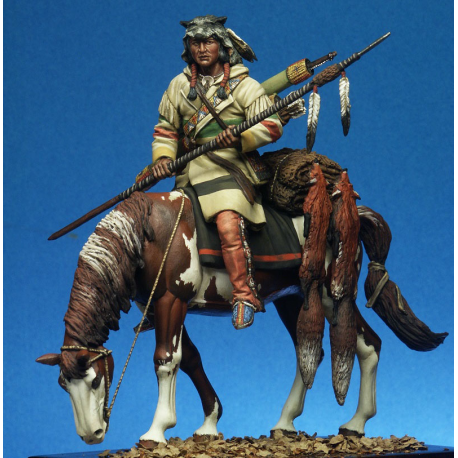 Figurine de marchand Blackfoot au XIXéme siècle en résine 54mm.