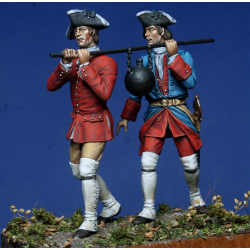 Figurines de canonniers bombardiers 1754-1763.