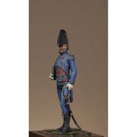 Figurine d'officier d'ordonnance en 1809 75mm métal.