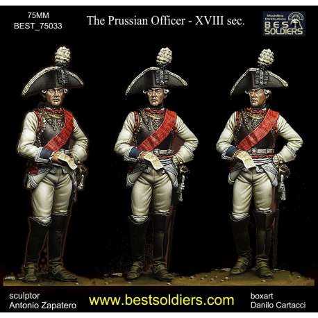 Figurine d'officier Prussien du XVIIIème siècle Bestsoldiers 75mm résine.