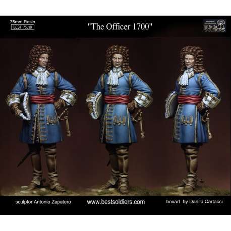 Figurine d'officier début 1700 en résine 75mm Bestsoliders.
