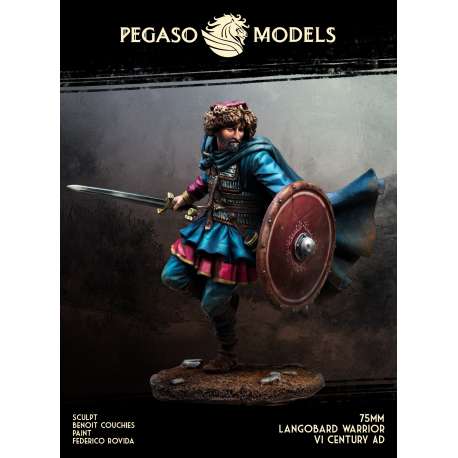 Figurine en résine de guerrier Lombard VIème siècle 75mm.