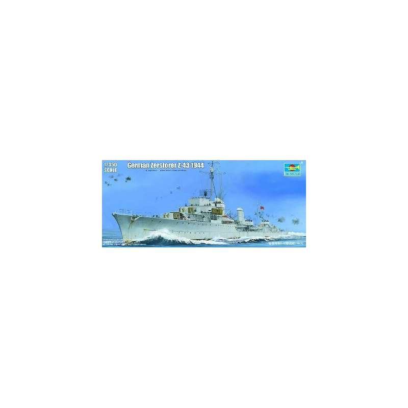 DESTROYER ALLEMAND Zerstorer Z-43 1944. Maquette de bateau de guerre. Trumpeter 1/350e 