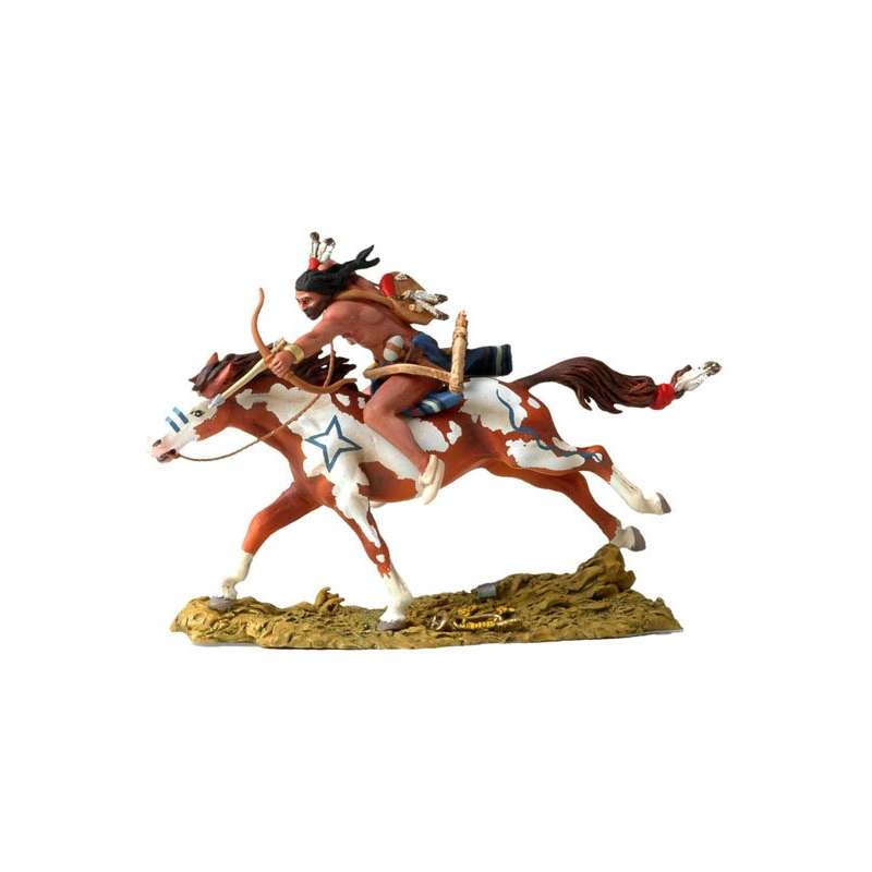 Figurine Black Hawk,Andrea Miniatures 54mm Toy soldier ,Guerrier Sioux à cheval.