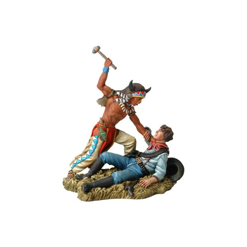Figurine de cow boy Black Hawk,Andrea Miniatures 54mm Toy soldier ,Guerrier Sioux et cavalier US.
