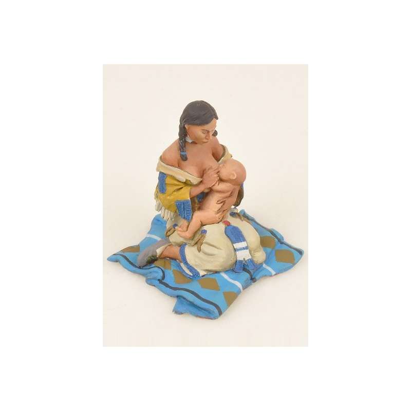 Figurines de collection Andrea Miniatures 54mm Toy soldier ,Femme Indienne et son bébé.