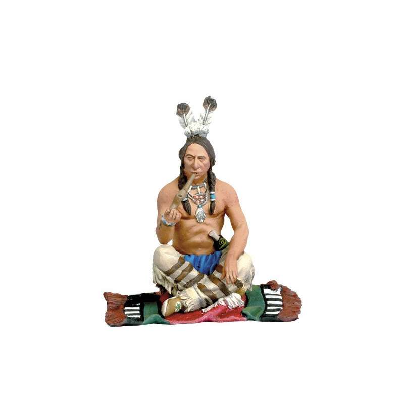 Figurine de collection Andrea Miniatures 54mm Toy soldier ,Guerrier indien fumant le calumet de la paix.