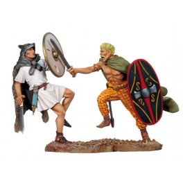 Figurine de collection Andrea miniatures Veles Romain et guerrier Celte en 54mm.