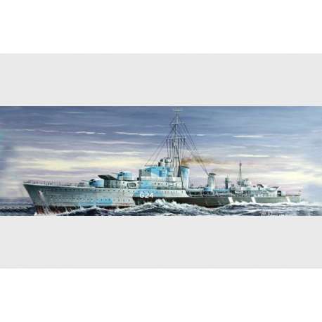  DESTROYER CANADIEN HMCS "HURON" CLASSE TRIBAL (G24) 1944 . Maquette de bâtiment de guerre. Trumpeter 1/700e